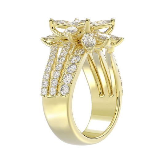 LADIES RING 2 1/4CT ROUND/MARQUISE DIAMOND 14K YELLOW GOLD