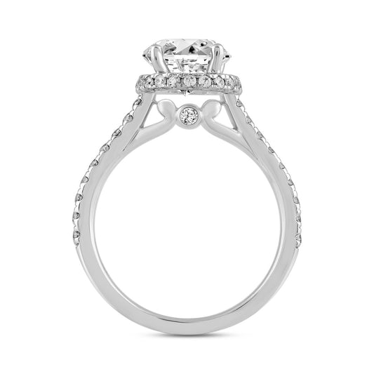 LADIES RING 2 1/2CT ROUND DIAMOND 14K WHITE GOLD (CENTER STONE ROUND DIAMOND 2CT )