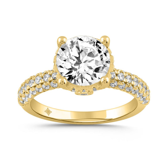 LADIES RING 2 3/4CT ROUND DIAMOND 14K YELLOW GOLD (CENTER STONE ROUND DIAMOND 2CT )
