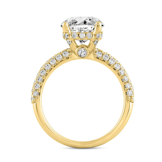 LADIES RING 3 3/4CT ROUND DIAMOND 14K YELLOW GOLD (CENTER STONE ROUND DIAMOND 3CT )