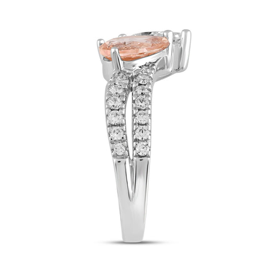 ETERNAL BLUSH COLLECTION 14K WHITE/ROSE GOLD 2.00CT ROUND/PINK PEAR DIAMOND LADIES RING (CENTER STONE PINK PEAR DIAMOND 3/4CT)