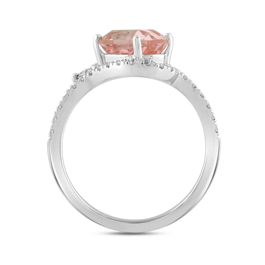 ETERNAL BLUSH COLLECTION 14K WHITE GOLD 2 1/4CT ROUND/MARQUISE/OVAL DIAMOND LADIES RING (CENTER STONE PINK OVAL DIAMOND 1 1/2CT)