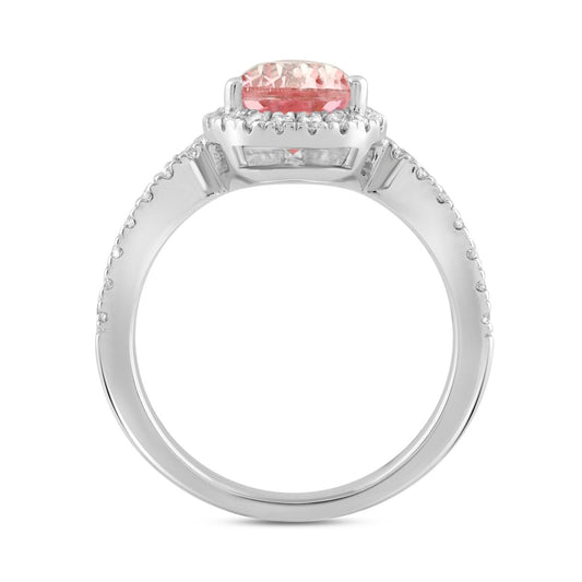 ETERNAL BLUSH COLLECTION LADIES RING 2 3/4CT ROUND/PEAR DIAMOND 14K WHITE GOLD (CENTER STONE PINK PEAR DIAMOND 2CT)