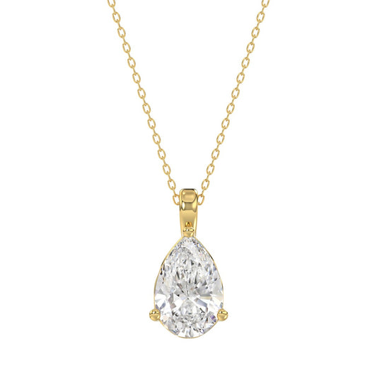 LADIES SOLITAIRE PENDANT 2 1/2CT PEAR DIAMOND 14K YELLOW GOLD