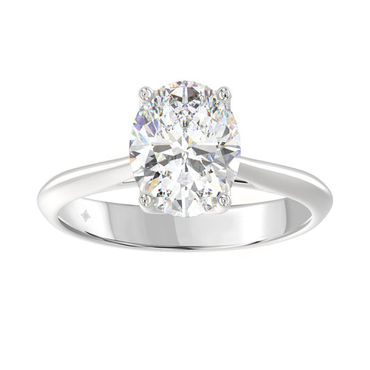 LADIES SOLITAIRE RING 2 1/2CT OVAL DIAMOND 14K WHITE GOLD
