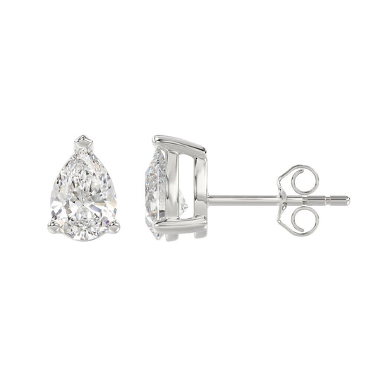 LADIES SOLITAIRE EARRINGS 2 1/2CT PEAR DIAMOND 14K WHITE GOLD
