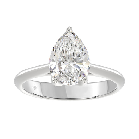 LADIES SOLITAIRE RING 2 1/2CT PEAR DIAMOND 14K WHITE GOLD