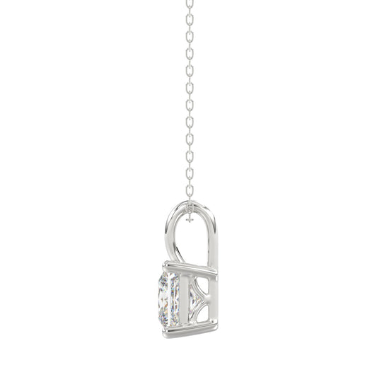 LADIES SOLITAIRE PENDANT WITH CHAIN 2 1/2CT PRINCESS DIAMOND 14K WHITE GOLD
