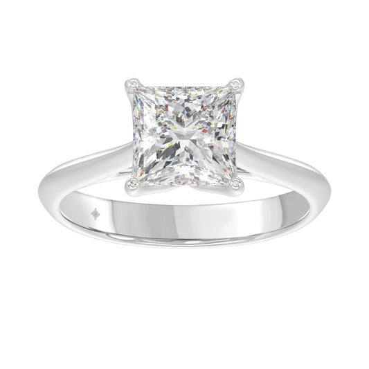 LADIES SOLITAIRE RING 2 1/2CT PRINCESS DIAMOND 14K WHITE GOLD