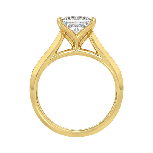 LADIES SOLITAIRE RING 2 1/2CT PRINCESS DIAMOND 14K YELLOW GOLD