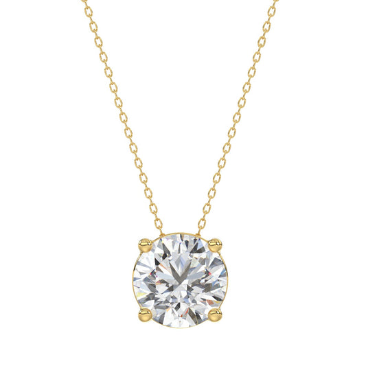 LADIES SOLITAIRE PENDANT WITH UNDER-PASS CHAIN 2 1/2CT ROUND DIAMOND 14K YELLOW GOLD