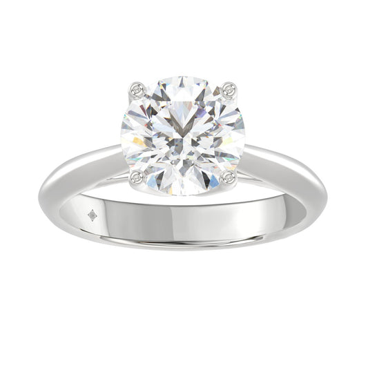 LADIES SOLITAIRE RING 2 1/2CT ROUND DIAMOND 14K WHITE GOLD