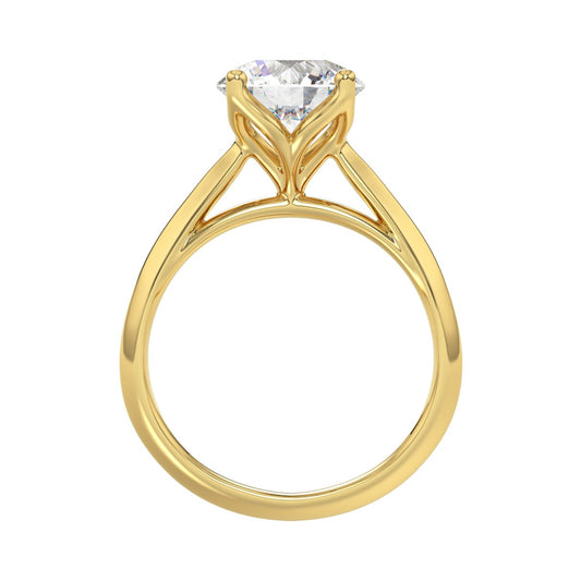 LADIES SOLITAIRE RING 2 1/2CT ROUND DIAMOND 14K YELLOW GOLD