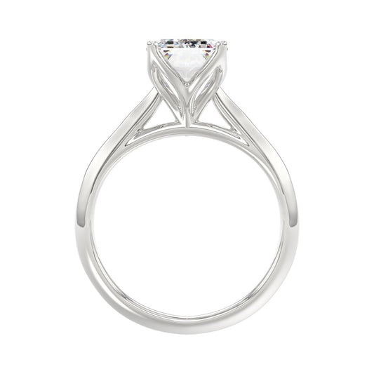 LADIES SOLITAIRE RING 4CT EMERALD DIAMOND 14K WHITE GOLD