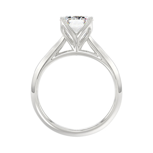 LADIES SOLITAIRE RING 4CT EMERALD DIAMOND 14K WHITE GOLD