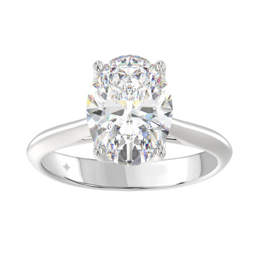 LADIES SOLITAIRE RING 4CT OVAL DIAMOND 14K WHITE GOLD