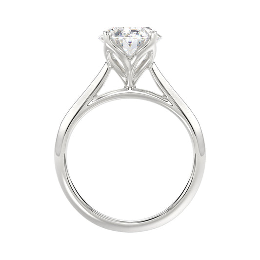 LADIES SOLITAIRE RING 4CT OVAL DIAMOND 14K WHITE GOLD