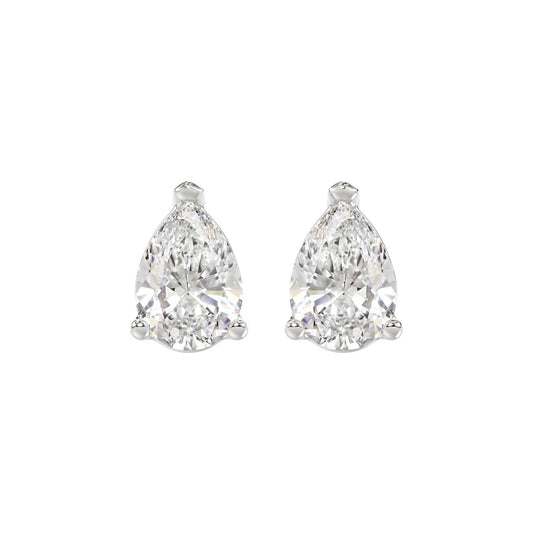 LADIES SOLITAIRE EARRINGS 4.00CT PEAR DIAMOND 14K WHITE GOLD