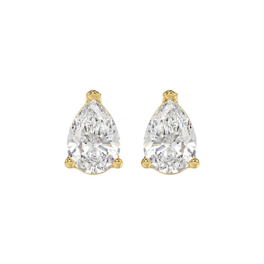 LADIES SOLITAIRE EARRINGS 4.00CT PEAR DIAMOND 14K YELLOW GOLD