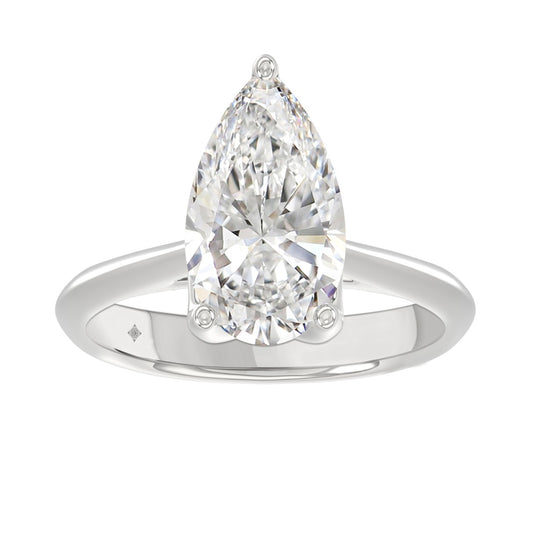 LADIES SOLITAIRE RING 4CT PEAR DIAMOND 14K WHITE GOLD