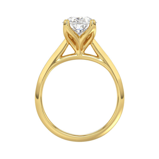 LADIES SOLITAIRE RING 4CT PEAR DIAMOND 14K YELLOW GOLD