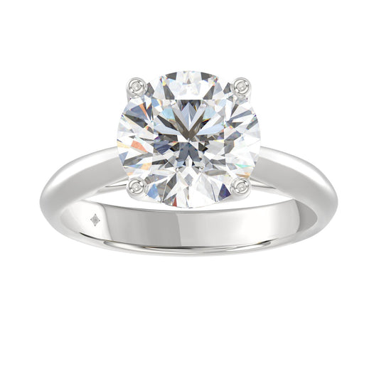 LADIES SOLITAIRE RING 4CT ROUND DIAMOND 14K WHITE GOLD