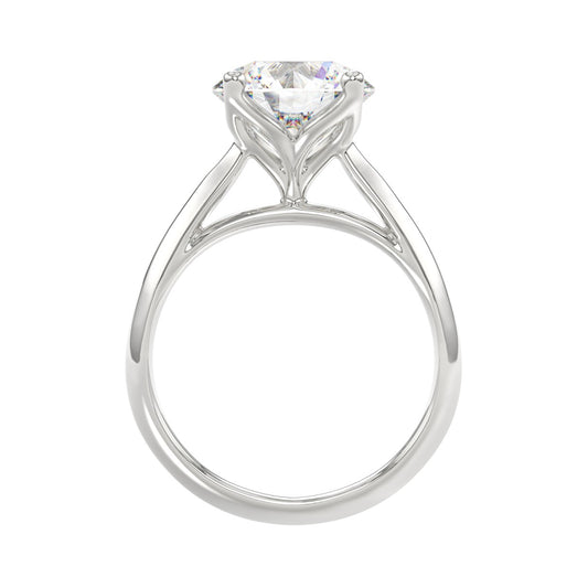 LADIES SOLITAIRE RING 4CT ROUND DIAMOND 14K WHITE GOLD