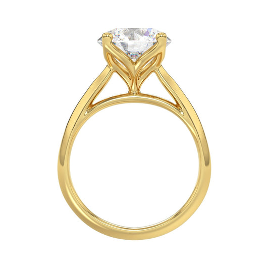LADIES SOLITAIRE RING 4CT ROUND DIAMOND 14K YELLOW GOLD