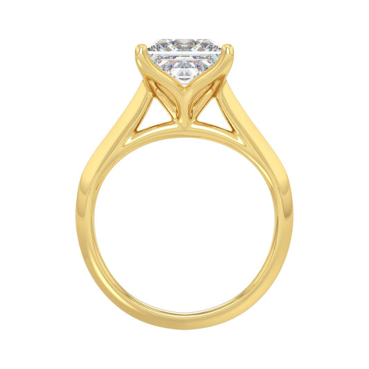 LADIES SOLITAIRE RING 4CT PRINCESS DIAMOND 14K YELLOW GOLD