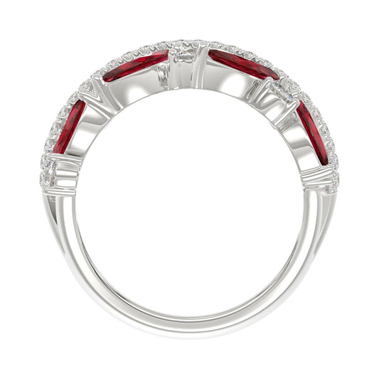 14K WHITE GOLD 2.00CT ROUND/MARQUISE DIAMOND LADIES RING (RUBY DIAMOND 1 1/2CT)