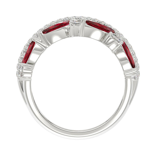 14K WHITE GOLD 2.00CT ROUND/MARQUISE DIAMOND LADIES RING (RUBY DIAMOND 1 1/2CT)