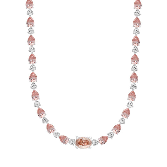 LADIES NECKLACE 15CT ROUND/PEAR/OVAL DIAMOND 14K WHITE/ROSE GOLD