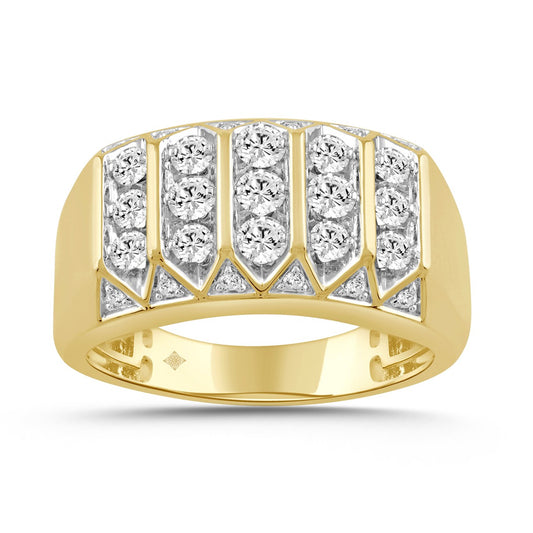 MEN'S RING 1.00CT ROUND DIAMOND 14K YELLOW GOLD