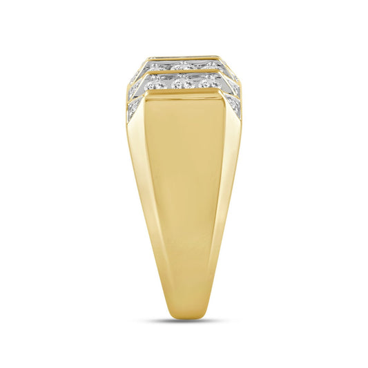 MEN'S RING 1.00CT ROUND DIAMOND 14K YELLOW GOLD