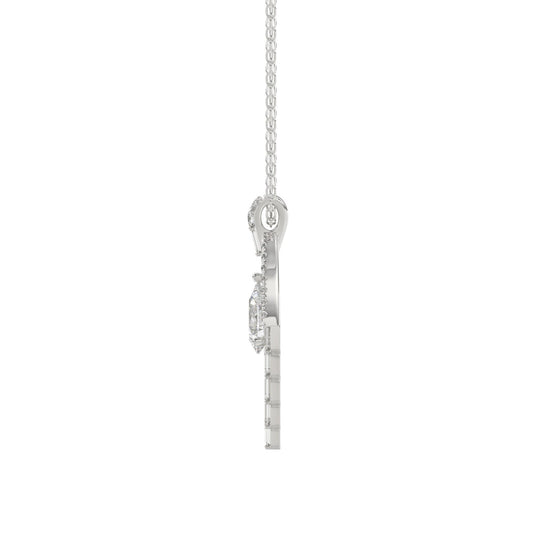 LADIES PENDANT 1 1/2CT ROUND/BAGUETTE/PEAR DIAMOND 14K WHITE GOLD