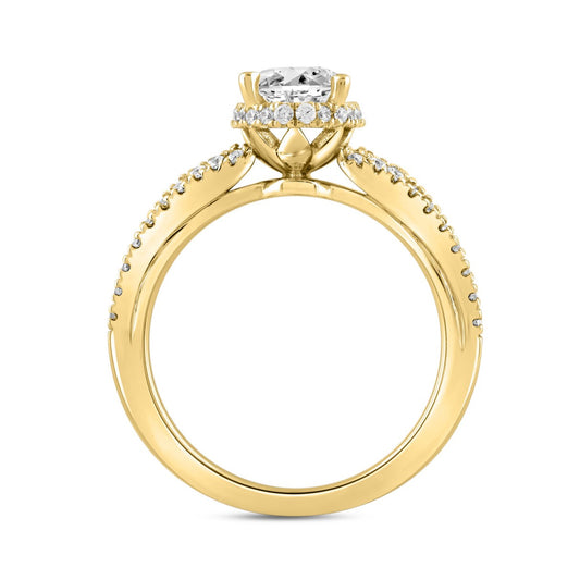 LADIES RING 2 1/2CT ROUND/BAGUETTE/OVAL DIAMOND 14K YELLOW GOLD (CENTER STONE OVAL DIAMOND 3.00CT)