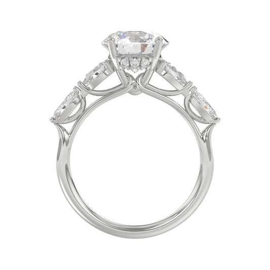 LADIES RING 2 1/2CT ROUND/PEAR/MARQUISE DIAMOND 14K WHITE GOLD (CENTER STONE ROUND DIAMOND 2.00CT)