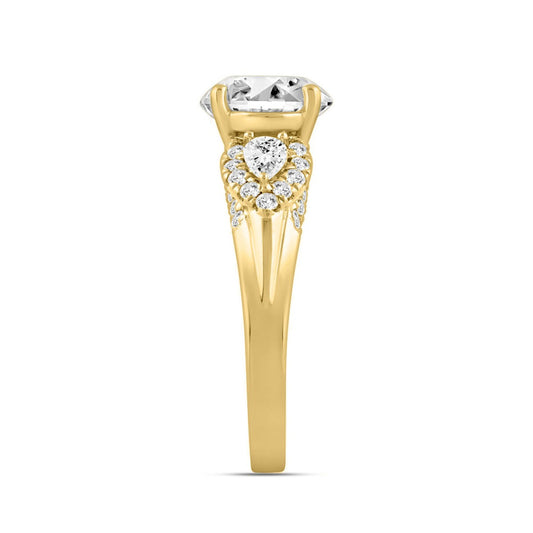 LADIES RING 3 3/4CT ROUND/PEAR/OVAL DIAMOND 14K YELLOW GOLD (CENTER STONE OVAL DIAMOND 3.00CT)