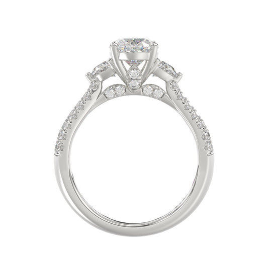 21K PLATINUM LADIES RING WITH 3.00CT ROUND/OVAL/HALF MOON/BAGUETTE DIAMONDS (CENTER STONE OVAL DIAMOND 2CT)