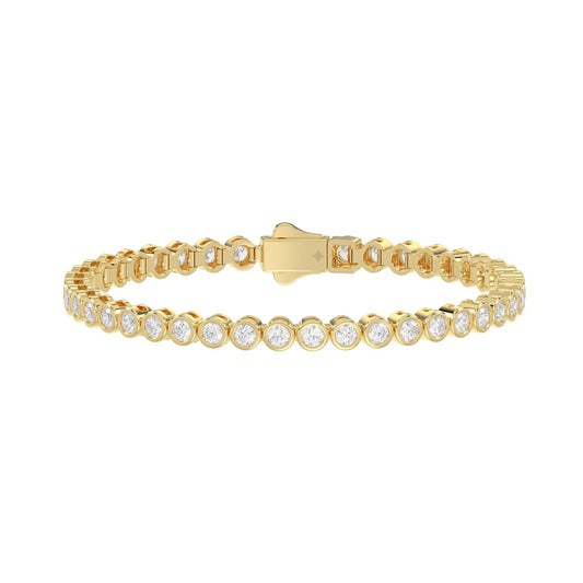 LADIES BRACELET 5.00CT ROUND DIAMOND 14K YELLOW GOLD