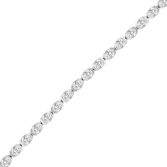 LADIES BRACELET 5.00CT OVAL DIAMOND 14K WHITE GOLD