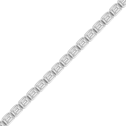 LADIES BRACELET 5.00CT EMERALD DIAMOND 14K WHITE GOLD