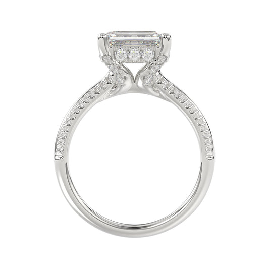 14K WHITE GOLD 2 1/4CT ROUND/EMERALD DIAMOND LADIES RING (CENTER STONE EMERALD DIAMOND 2.00CT)