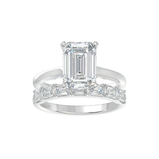 14K WHITE GOLD 3 7/8CT ROUND/EMERALD DIAMOND LADIES BRIDAL SET (CENTER STONE EMERALD DIAMOND 2 1/2CT)