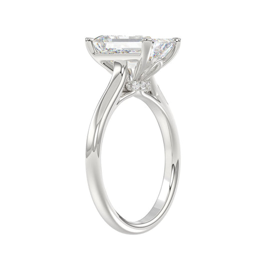 14K WHITE GOLD 3 7/8CT ROUND/EMERALD DIAMOND LADIES BRIDAL SET (CENTER STONE EMERALD DIAMOND 2 1/2CT)