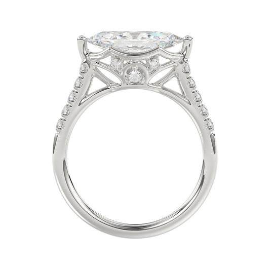 14K WHITE GOLD 3 1/2CT ROUND/MARQUISE DIAMOND LADIES BRIDAL SET (CENTER STONE MARQUISE DIAMOND 2.00CT)