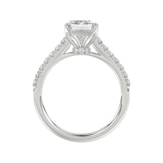 14K WHITE GOLD 5.00CT ROUND/EMERALD DIAMOND LADIES BRIDAL SET (CENTER STONE EMERALD DIAMOND 3.00CT)