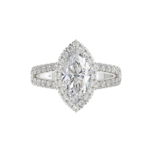 14K WHITE GOLD 3.00CT ROUND/MARQUISE DIAMOND LADIES RING (CENTER STONE MARQUISE DIAMOND 2CT)
