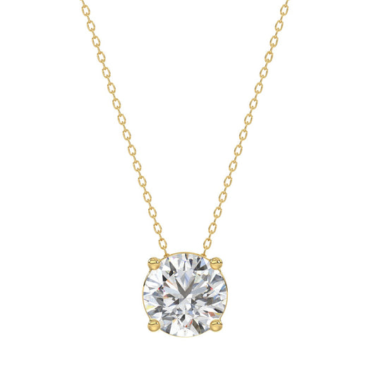 LADIES SOLITAIRE PENDANT WITH UNDER-PASS CHAIN 1 1/2CT ROUND DIAMOND 14K YELLOW GOLD