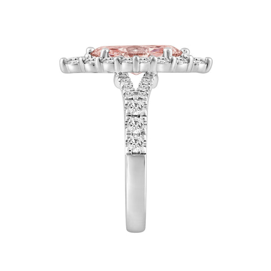 ETERNAL BLUSH COLLECTION 14K WHITE GOLD 3 1/4CT ROUND/MARQUISE DIAMOND LADIES RING (CENTER STONE PINK MARQUISE DIAMOND 2CT)